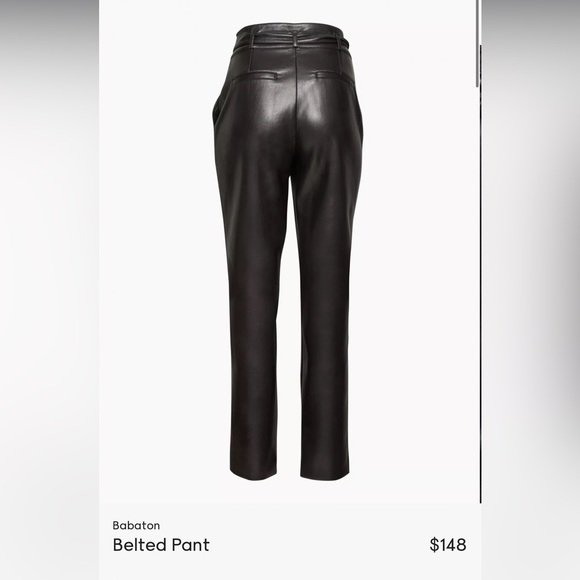 Aritzia Babaton Faux Leather Tie-Front Pants - Picture 2 of 4